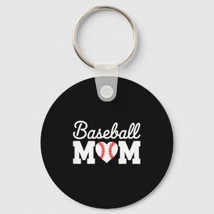 Basebollmamma skjorta kvinnor baseboll hjärta mors nyckelring