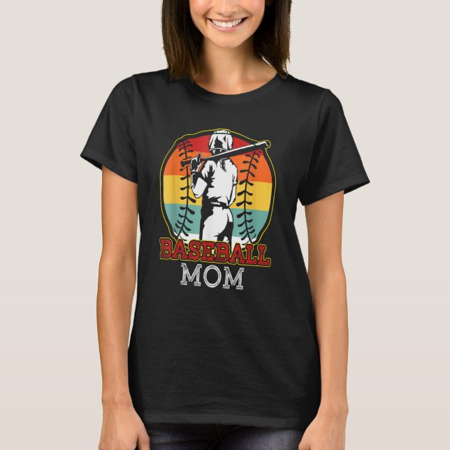 Basebollmamma Softboll Mor Lagsporter För Kvinnor T Shirt (Framsida)