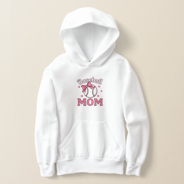 Basebollmamma Söt Rosa Bågdesign T Shirt (Laydown)