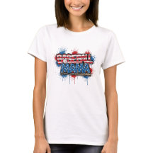 Basebollmamma T-shirt Patriotisk stänk T-shirt