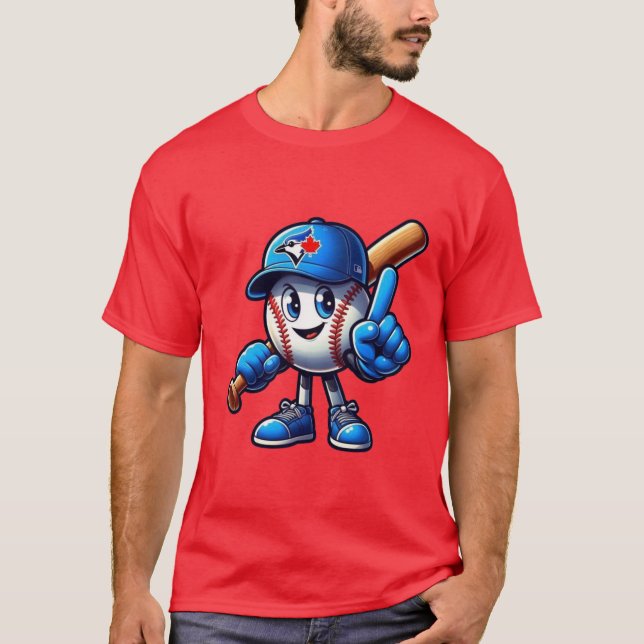 Basebollmaskot Tecknad Karaktär T-Shirt Design (Framsida)