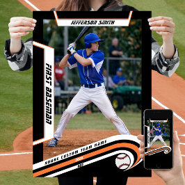 Basebollminnen i livlig orange svart anpassad poster