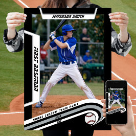 Basebollminnen i livlig silver svart anpassad poster