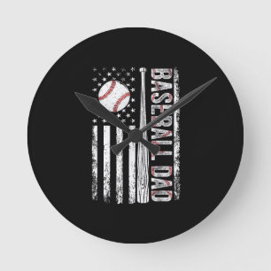 Basebollpappa Amerikansk flagga Patriotisk Fars da Rund Klocka