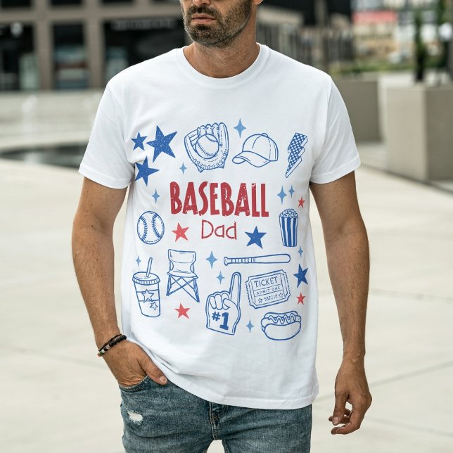 Basebollpappa Retro-speldagsikoner T Shirt (Skapare uppladdad)