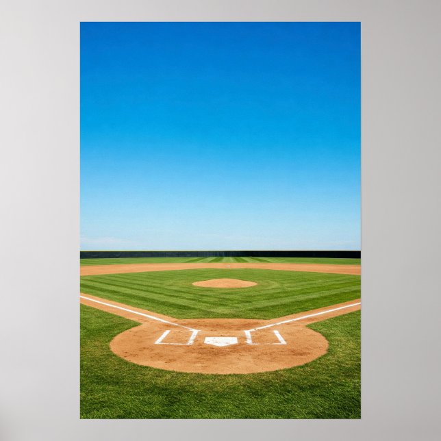 Basebollplan Under Ljusblå Himmel Poster (Framsidan)