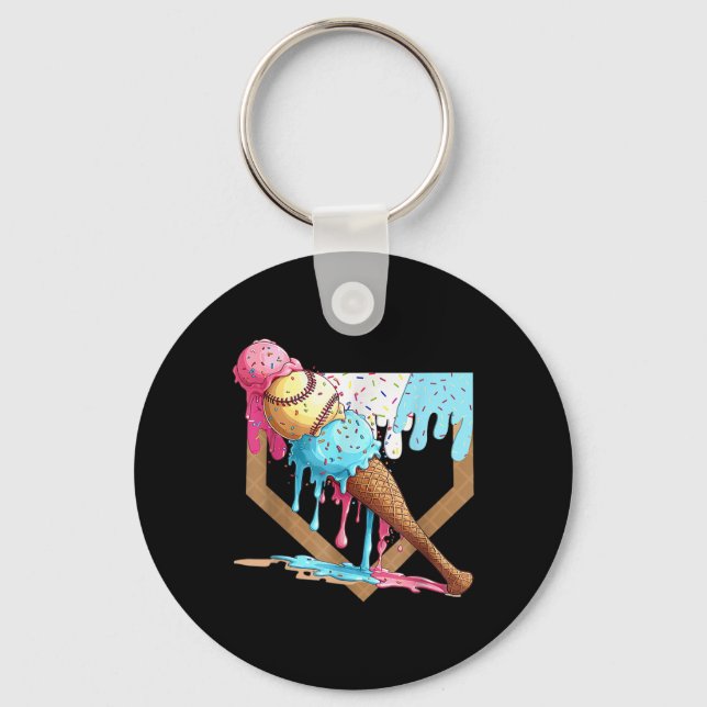 Basebollplansdropp för bojor Hem Plate Ice Cream D Nyckelring (Framsida)
