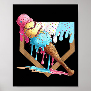 Basebollplansdropp för bojor Hem Plate Ice Cream D Poster