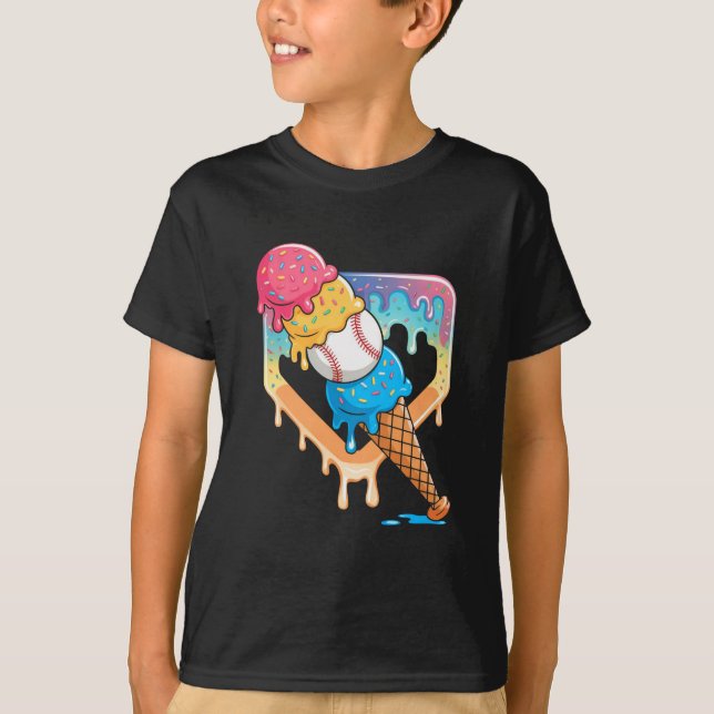 Basebollplansdropp för bojor Hem Plate Ice Cream D T Shirt (Framsida)
