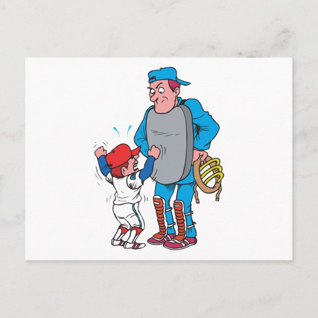 basebollpojke som argumenterar med domaren vykort (Framsida)
