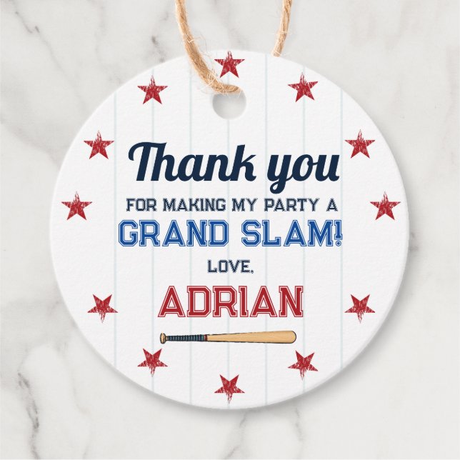 Basebollrundan tack för din födelsedag gåvor etiketter (Framsida)