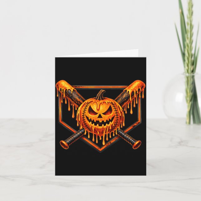 Basebollsdroppe pumpa spöklik spöke halloween pojk kort (Framsida)