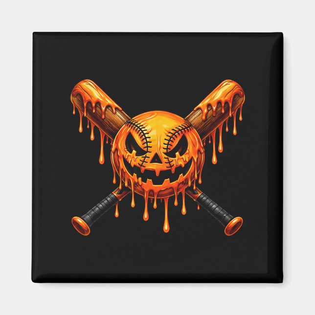 Basebollsdroppspumpa spöklik Halloween-pojke Magnet (Framsidan)