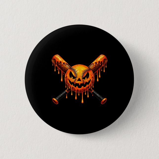 Basebollsdroppspumpa spökliknande spöke halloween  knapp (Framsida)