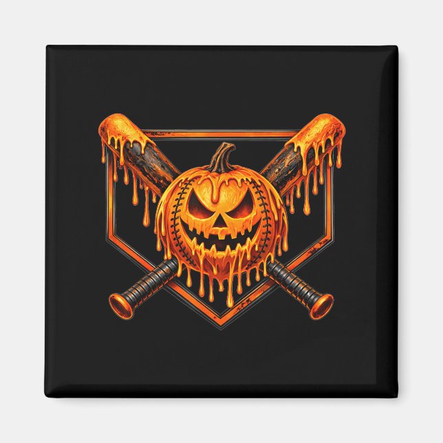 Basebollsdroppspumpa spökliknande spöke halloween  magnet (Framsidan)