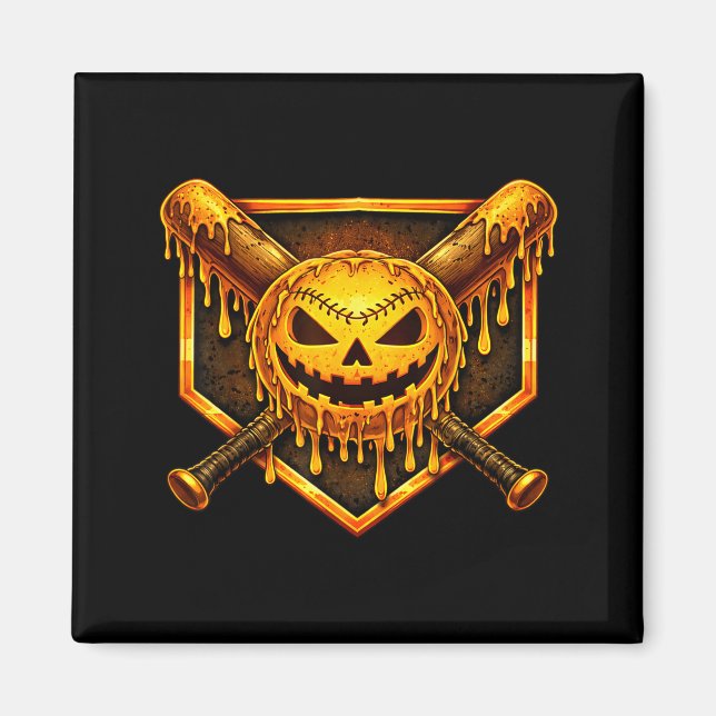Basebollsdroppspumpa spökliknande spöke halloween  magnet (Framsidan)