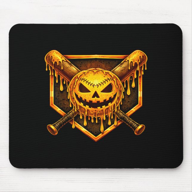 Basebollsdroppspumpa spökliknande spöke halloween  musmatta (Framsidan)