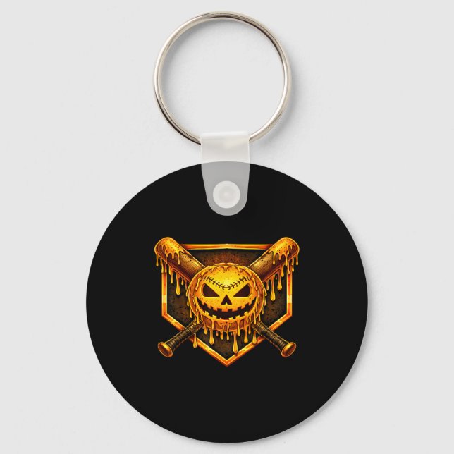 Basebollsdroppspumpa spökliknande spöke halloween  nyckelring (Framsida)