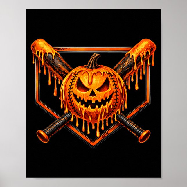 Basebollsdroppspumpa spökliknande spöke halloween  poster (Framsidan)