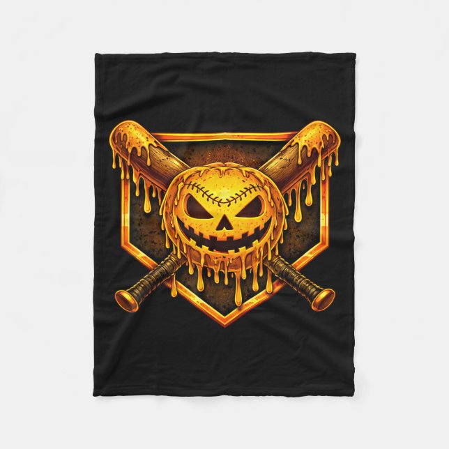 Basebollsdryp pumpa spöklik spöke halloween pojkar fleecefilt (Framsidan)