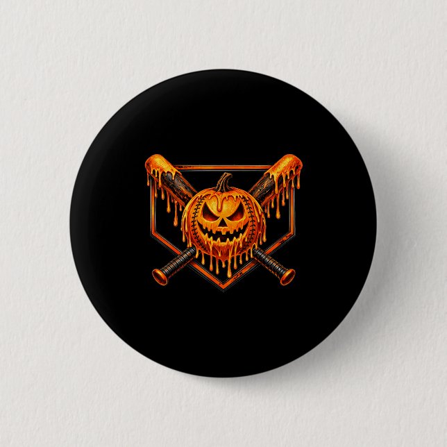 Basebollsdryp pumpa spöklik spöke halloween pojkar knapp (Framsida)