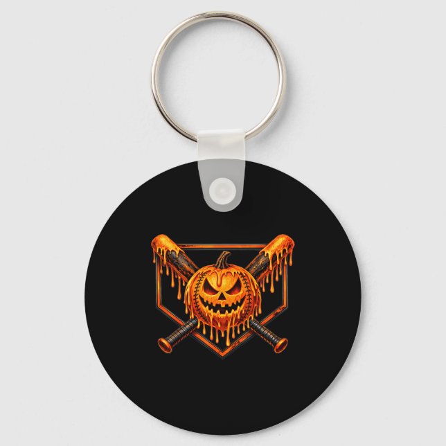 Basebollsdryp pumpa spöklik spöke halloween pojkar nyckelring (Framsida)
