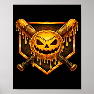 Basebollsdryp Pumpa Spöklik Spöke Halloween Pojkar Poster