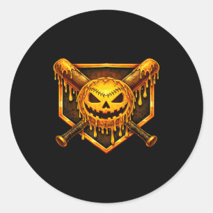Basebollsdrypp pumpa spöklik spöke halloween pojka runt klistermärke