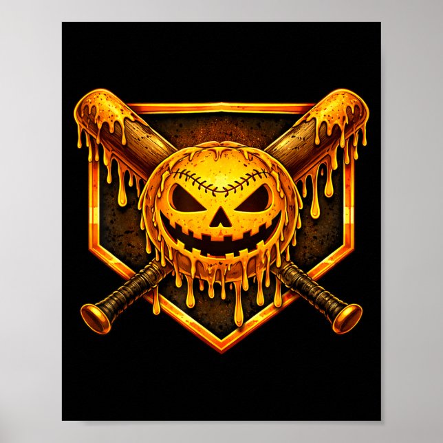 Basebollsdrypp pumpor spökliknande spöke halloween poster (Framsidan)