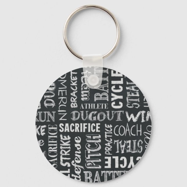 Basebollspel Kritkort Ord Nyckelring (Framsida)