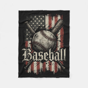 Basebollspelare Amerikansk Flagga USA Patriotiska Fleecefilt
