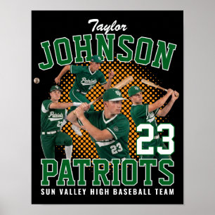 Basebollspelare Anpassad Foto Retro Bootleg Grön Poster