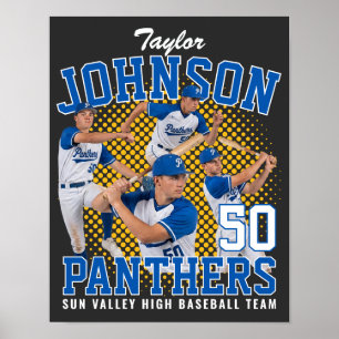 Basebollspelare Anpassad Foto Retro Bootleg Poster