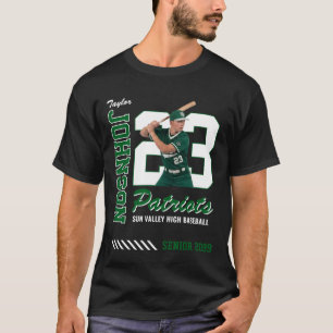 Basebollspelare Anpassad fototröja Nummer Grön T Shirt