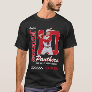 Basebollspelare Anpassad fototröja Nummer Röd T Shirt