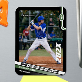 Basebollspelare Anpassad Grön Magnet