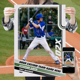 Basebollspelare Anpassad Present i Grå Grön Poster