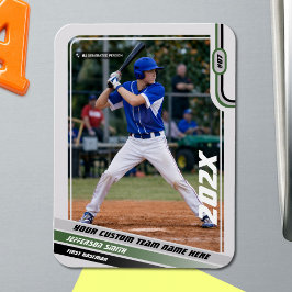 Basebollspelare Anpassad present i grönt Magnet