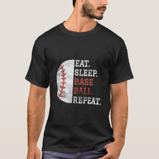 Basebollspelare Ät Sova Baseboll Upprepa T Shirt