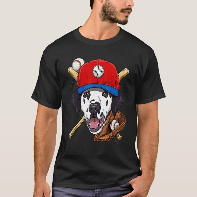 Basebollspelare Coachar Dalmatiner Hund  Pitcher K T Shirt (Framsida)
