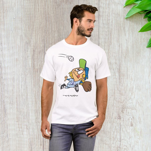 Basebollspelare fångar boll mitt i dykning t shirt (Skapare uppladdad)