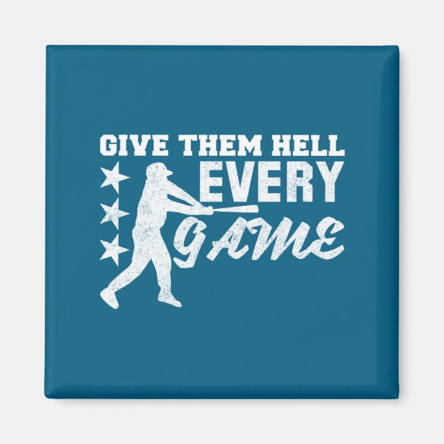 Basebollspelare Ge Djävlar I Illustration Magnet (Framsidan)