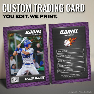 Basebollspelare i lila Baseball Trading Card