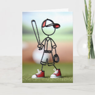 Basebollspelare i stickfigur kort