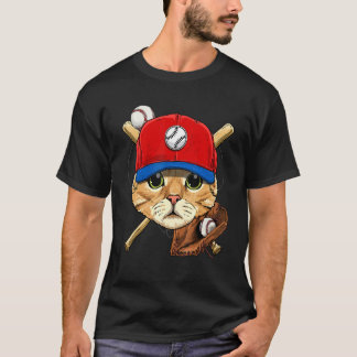 Basebollspelare Katt Slagman Pitcher Catcher Baseb T Shirt