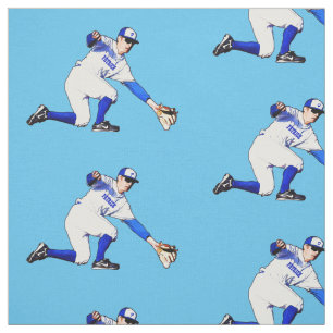 Basebollspelare med din namn eller Monogram Tyg