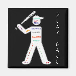 Basebollspelare med Motivational ord Magnet
