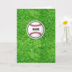Basebollspelare NAMN Boll Grön Gräs Kort