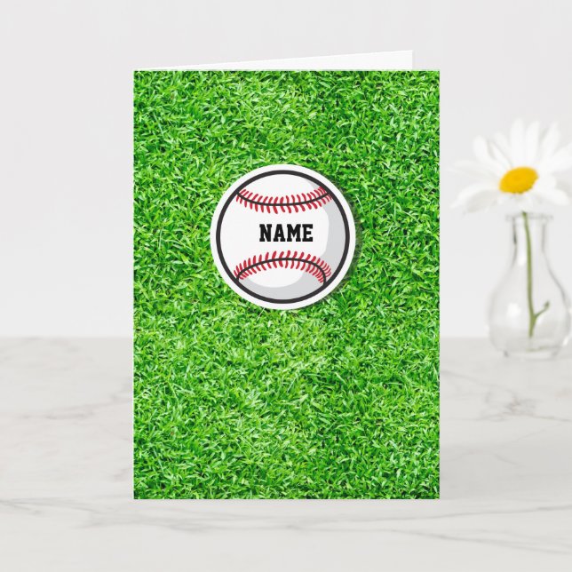 Basebollspelare NAMN Boll Grön Gräs  Kort (Liten växt)