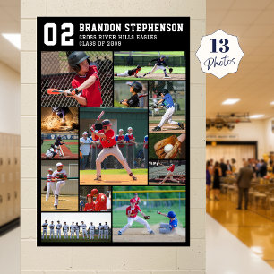Basebollspelare Namn Nummer 13 Fotocollage Poster